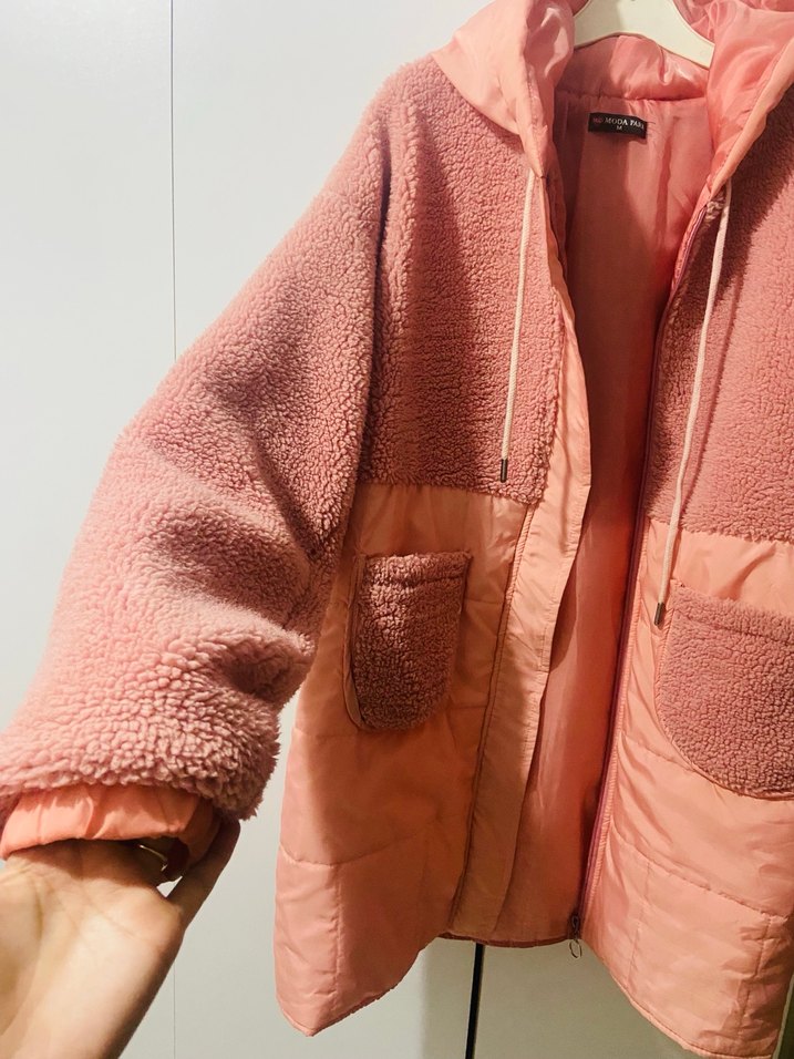 Kadın Pembe peluş mont - Görsel 2