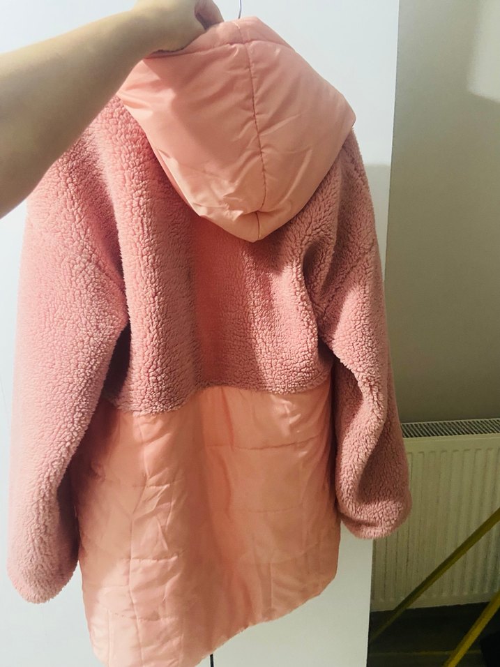 Kadın Pembe peluş mont - Görsel 4