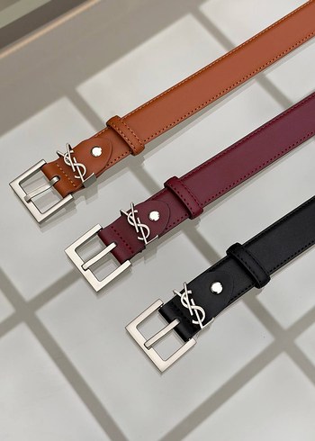 Yves Saint Laurent Ysl Belts Silver Accessories 3 Cm