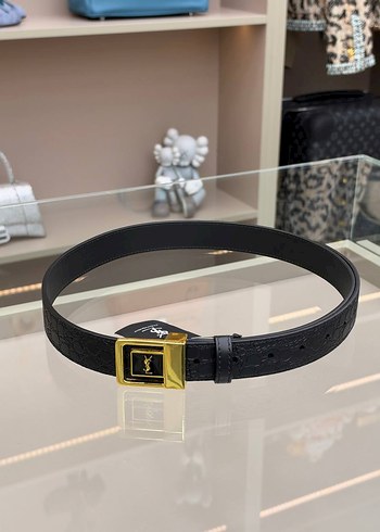 Yves Saint Laurent Ysl Siyah Deri Kemer