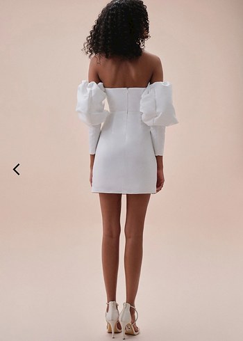 Oleg Cassini Beyaz Straplez Mini Kadın Elbise