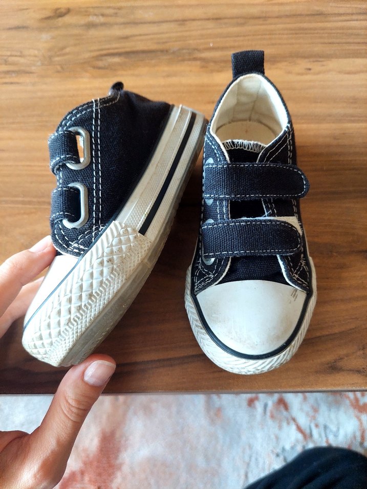 Çocuk Siyah Cırtlı Spor Ayakkabı - Görsel 2