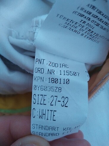 27 Beden beyaz Renk Beyaz x side pantolon
