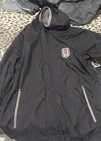 Unisex Siyah Baskılı Kapüşonlu Biker Ceket - Görsel 3