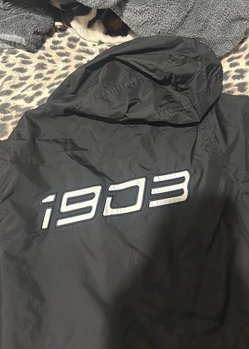 Unisex Siyah Baskılı Kapüşonlu Biker Ceket - Görsel 2