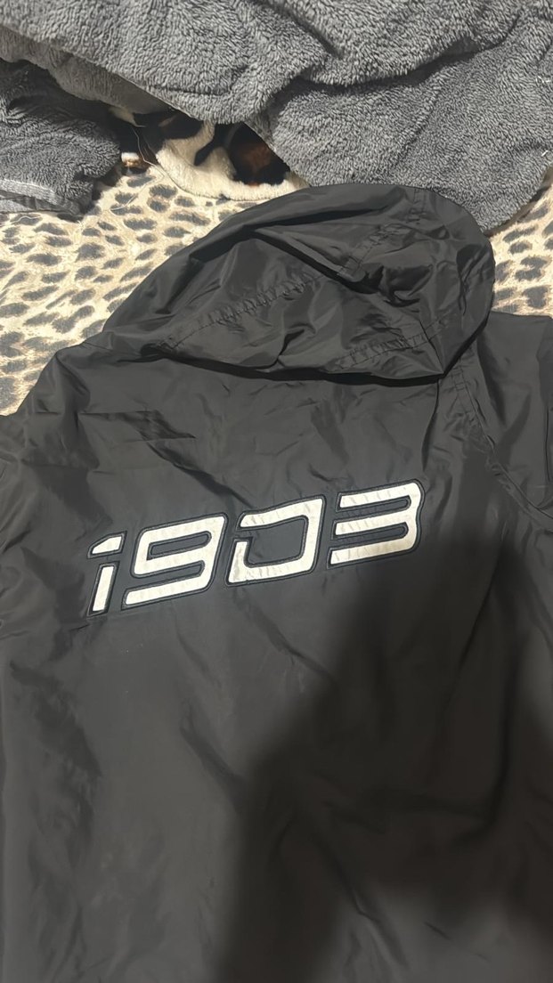 Unisex Siyah Baskılı Kapüşonlu Biker Ceket - Görsel 2