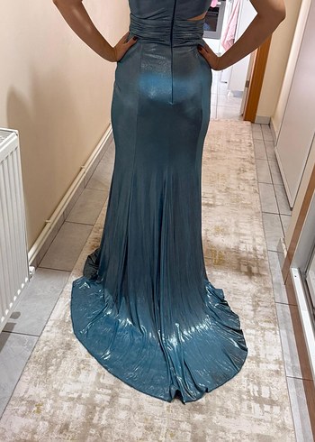 Mavi Drapeli Uzun Abiye Elbise - Görsel 8