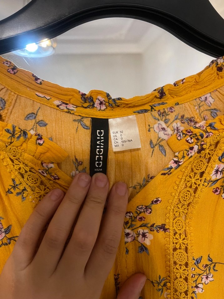 Sarı Çiçek Desenli Bohem Kadın Bluz - Görsel 4