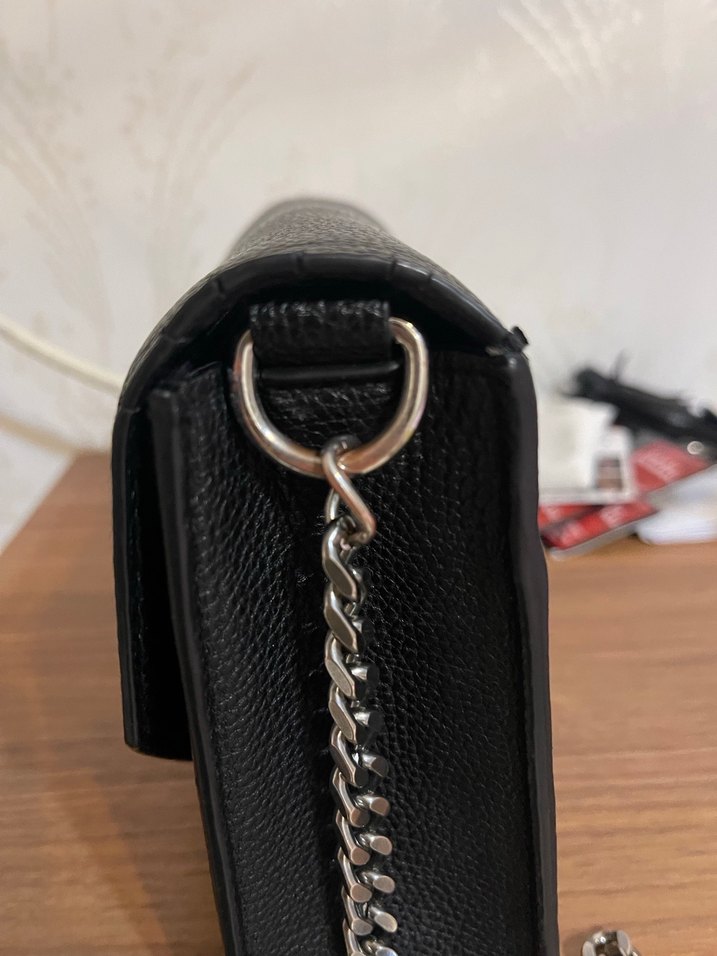 Zincir Detaylı Siyah Deri Kadın Çanta - Görsel 5