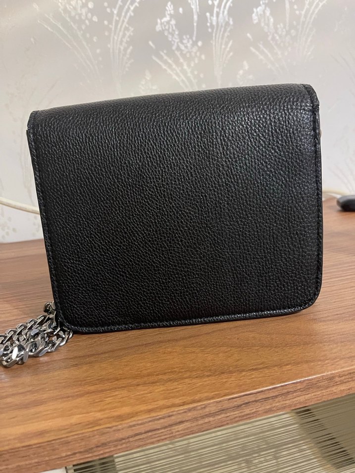 Zincir Detaylı Siyah Deri Kadın Çanta - Görsel 2