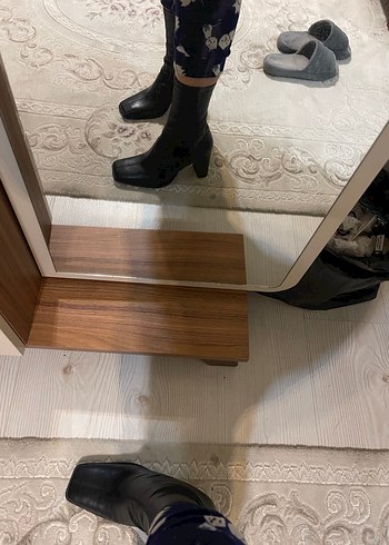 Siyah Deri Stiletto Topuklu Kadın Bot - Görsel 5