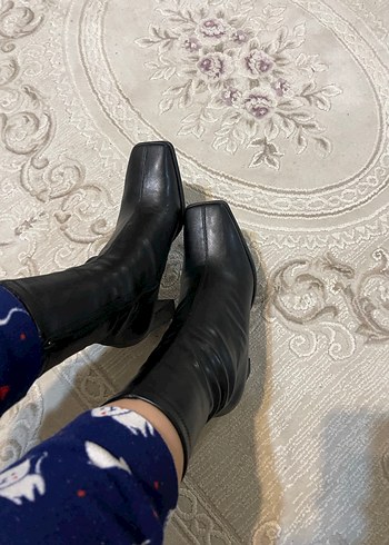 Siyah Deri Stiletto Topuklu Kadın Bot - Görsel 6