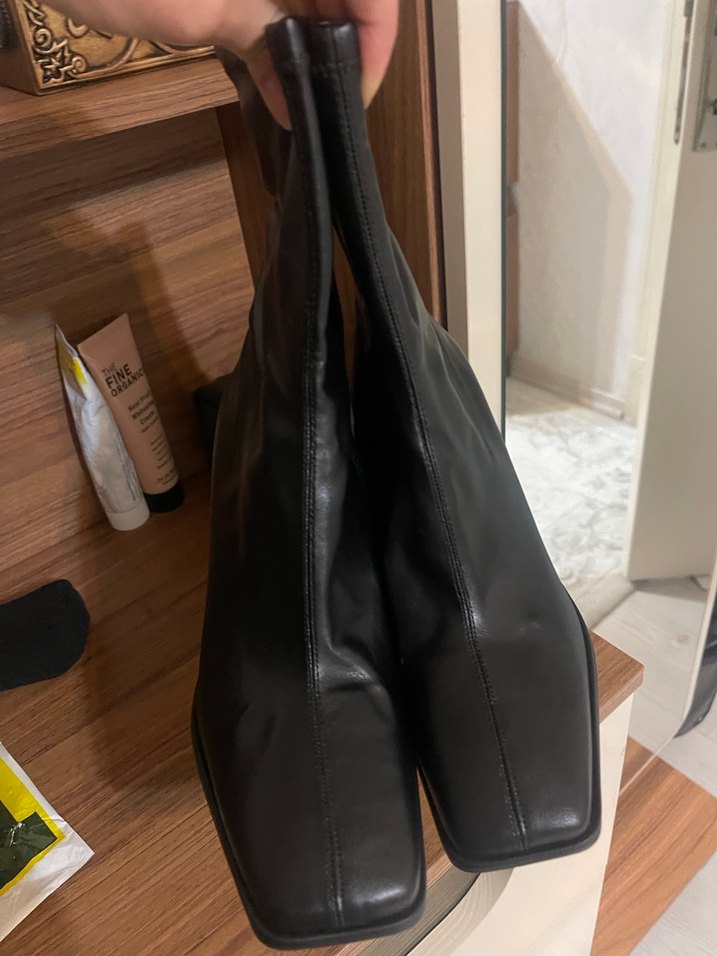 Siyah Deri Stiletto Topuklu Kadın Bot - Görsel 2