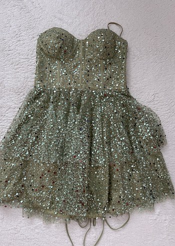 Yeşil Payetli Abiye Elbise - Görsel 3