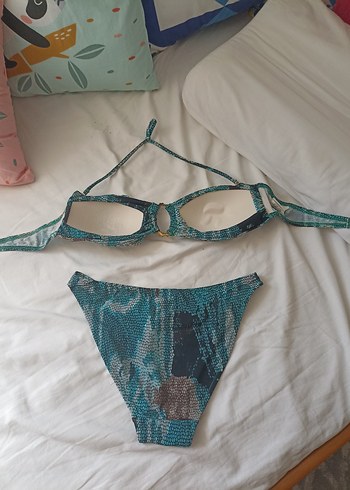 38 Beden Koton Yılan Desenli Bohem Bikini Takımı