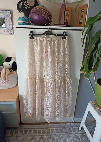 Tül Transparan Ekru Etek - Görsel 8