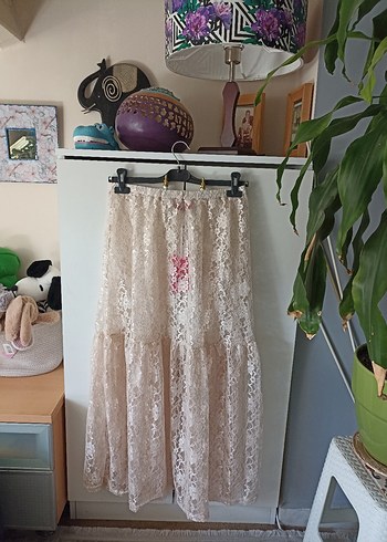 Tül Transparan Ekru Etek - Görsel 7