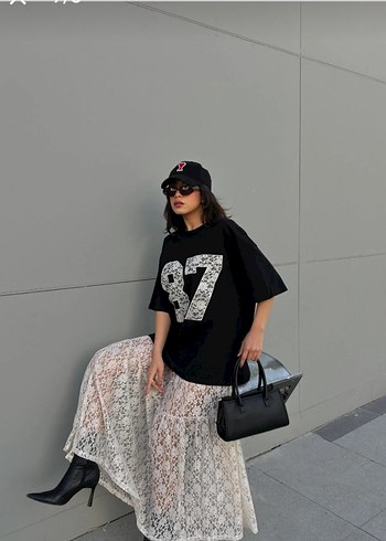 Tül Transparan Ekru Etek - Görsel 5