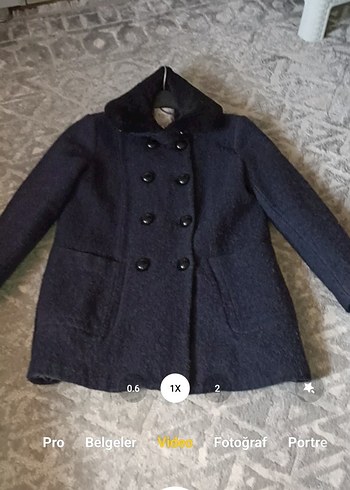 Zara Denizci Tarzı Kürklü Kaşe Kaban - Görsel 2