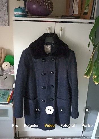 Zara Denizci Tarzı Kürklü Kaşe Kaban - Görsel 5