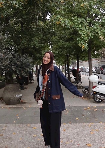 Kadın kahverengi detaylı kot ceket - Görsel 2