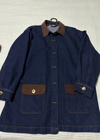 Kadın kahverengi detaylı kot ceket - Görsel 3