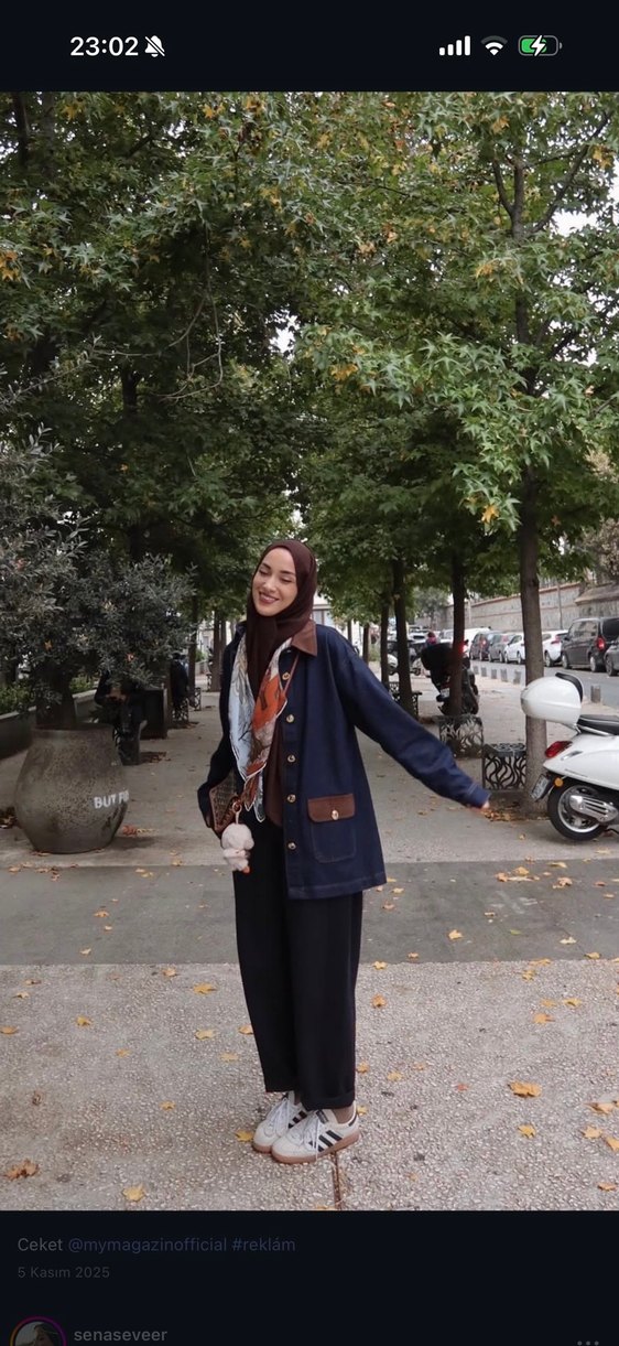 Kadın kahverengi detaylı kot ceket - Görsel 2