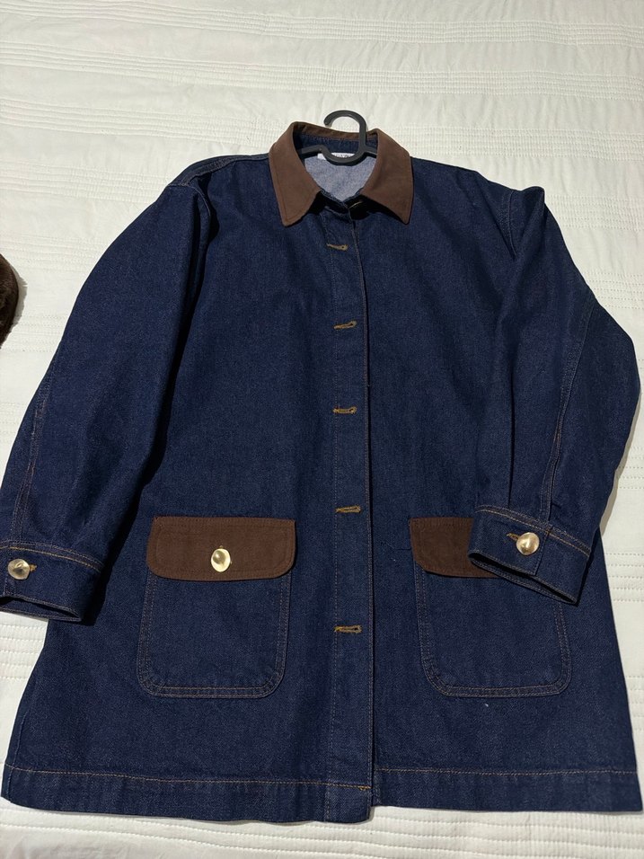 Kadın kahverengi detaylı kot ceket - Görsel 3