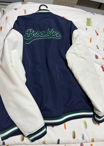 Erkek Beyaz Lacivert bomber Ceket - Görsel 3