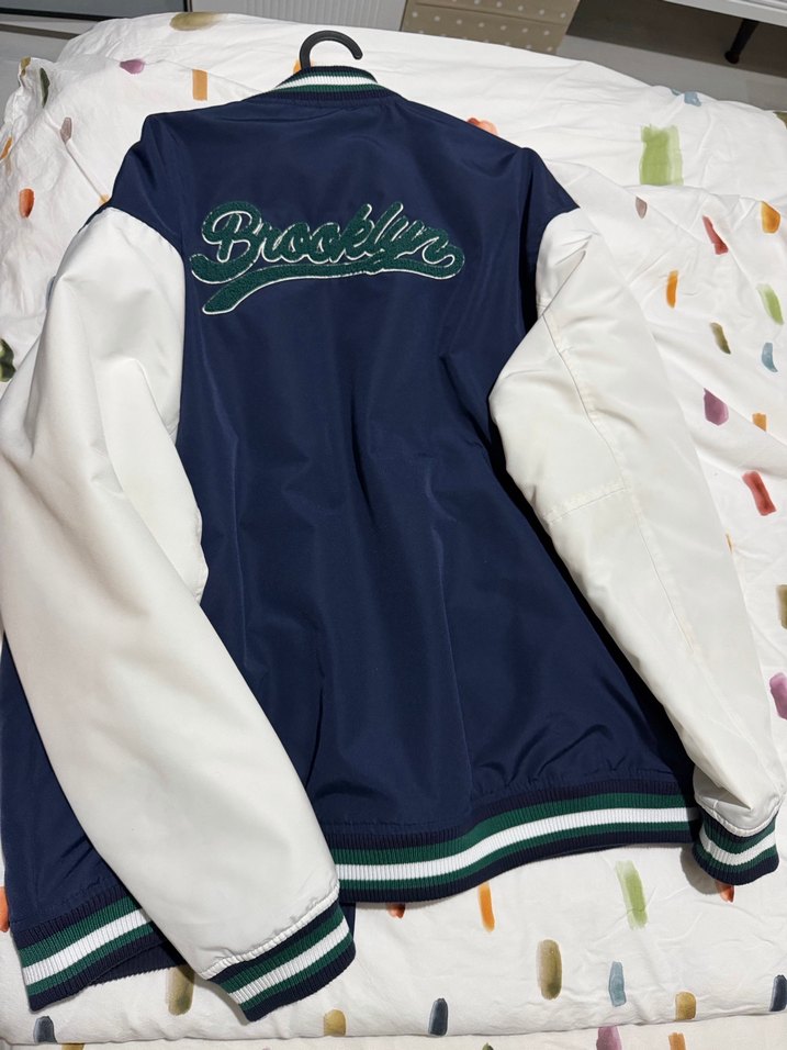 Erkek Beyaz Lacivert bomber Ceket - Görsel 3