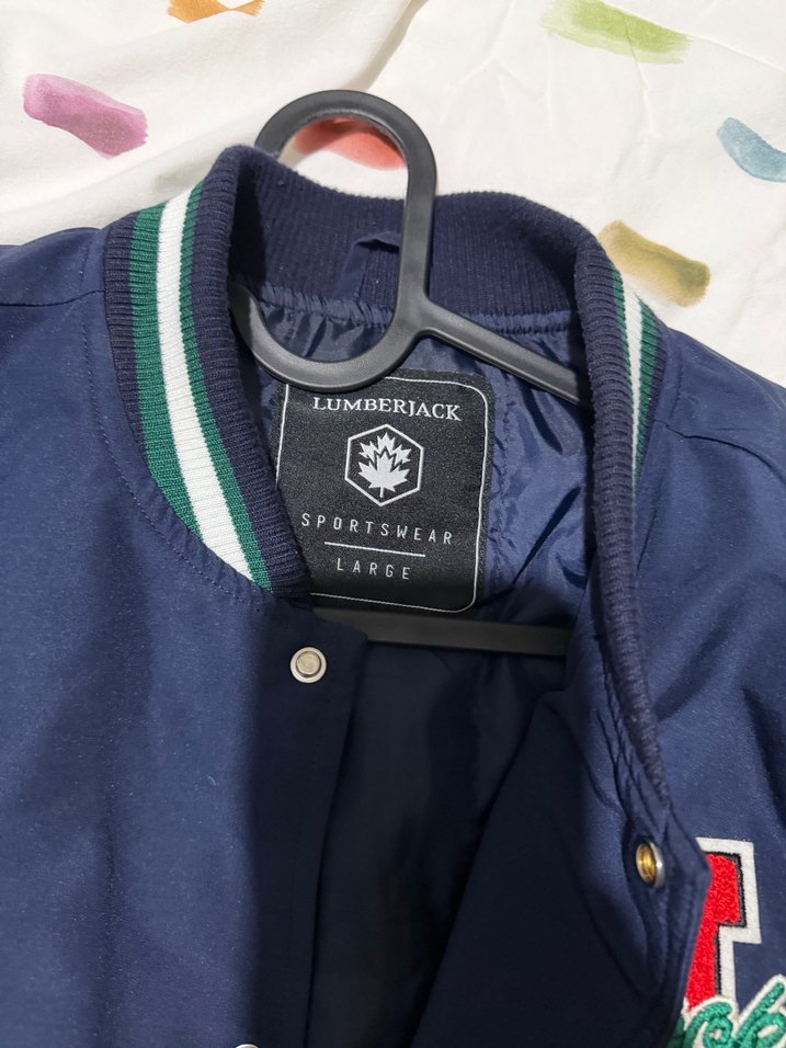 Erkek Beyaz Lacivert bomber Ceket - Görsel 2