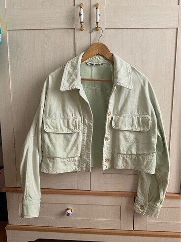 Zara lime yeşil crop ceket