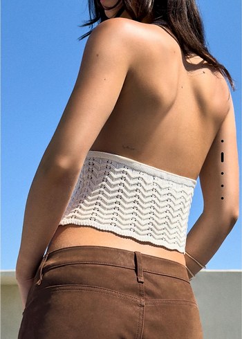s Beden beyaz Renk Bershka - halter yaka top S