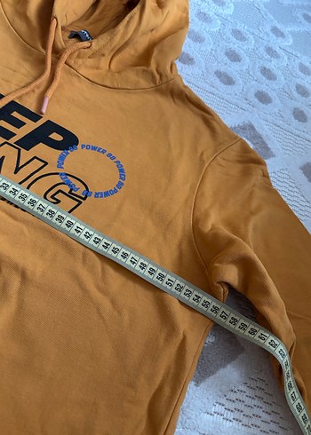 Sarı Kapüşonlu Baskılı Kadın Sweatshirt - Görsel 4