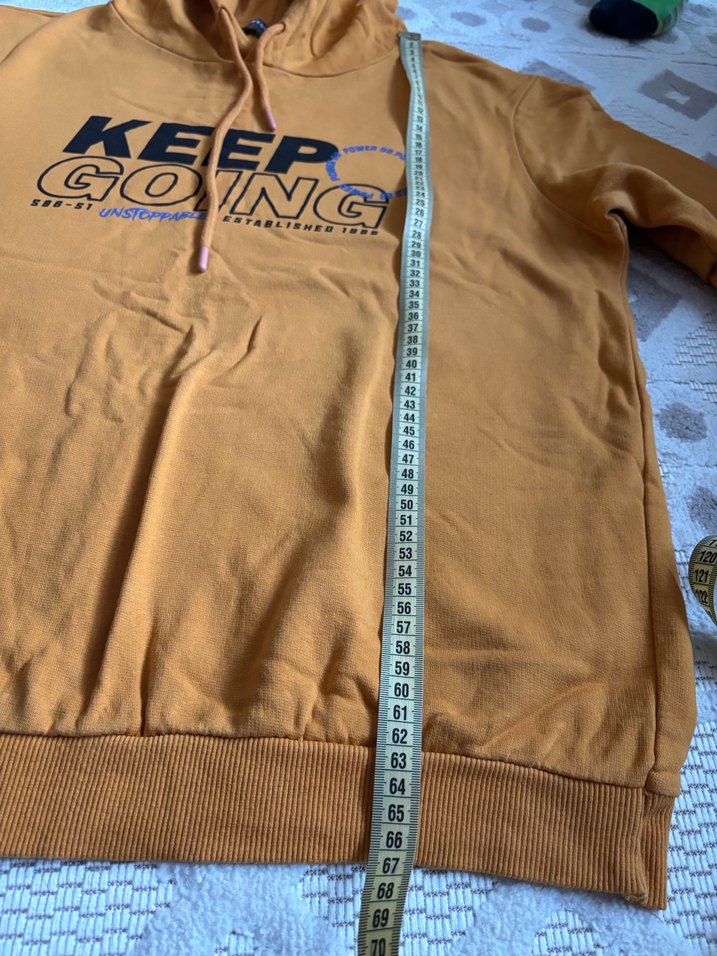 Sarı Kapüşonlu Baskılı Kadın Sweatshirt - Görsel 5