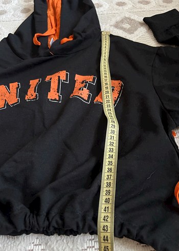 Siyah Kapüşonlu Kadın  crop Sweatshirt - Görsel 8