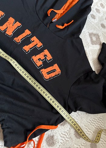 Siyah Kapüşonlu Kadın  crop Sweatshirt - Görsel 7