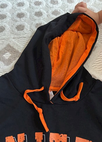 Siyah Kapüşonlu Kadın  crop Sweatshirt - Görsel 5