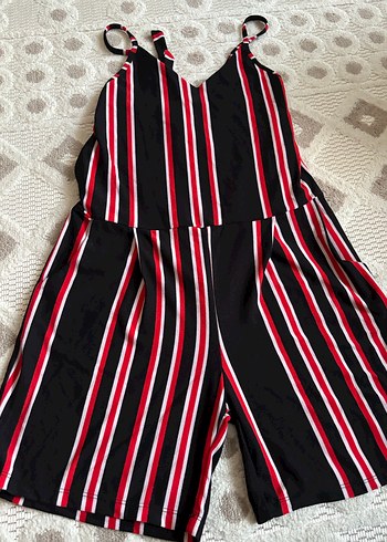 İp askılı şortlu sırt detaylı kadın tulum - Görsel 3