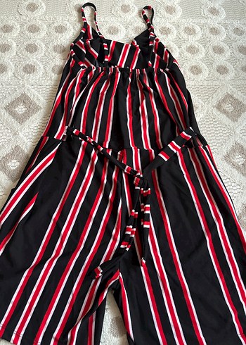 İp askılı şortlu sırt detaylı kadın tulum - Görsel 6