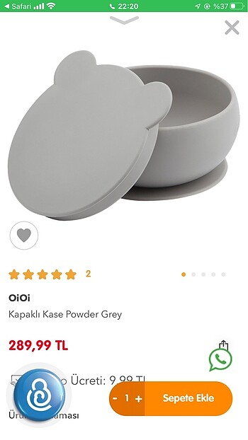 Oioi kapaklı kase gri