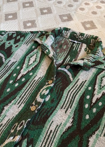 Yeşil Desenli kaşe Bohem Kadın Gömlek - Görsel 6