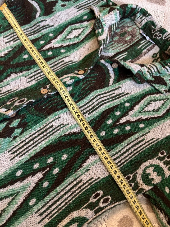 Yeşil Desenli kaşe Bohem Kadın Gömlek - Görsel 3