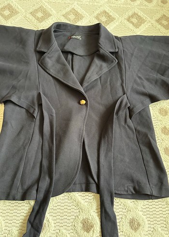 Düğmeli Siyah Kaşe Blazer Ceket - Görsel 2