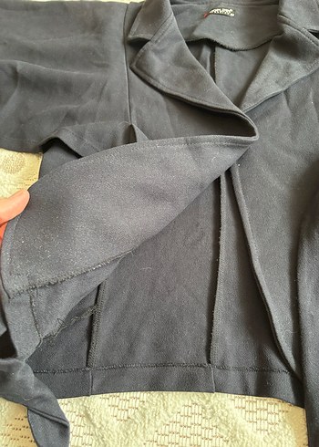 Düğmeli Siyah Kaşe Blazer Ceket - Görsel 5