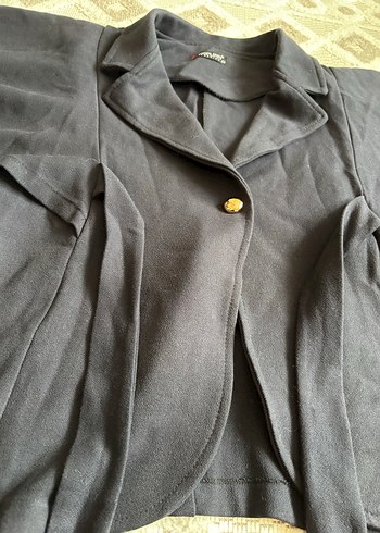 Düğmeli Siyah Kaşe Blazer Ceket - Görsel 4