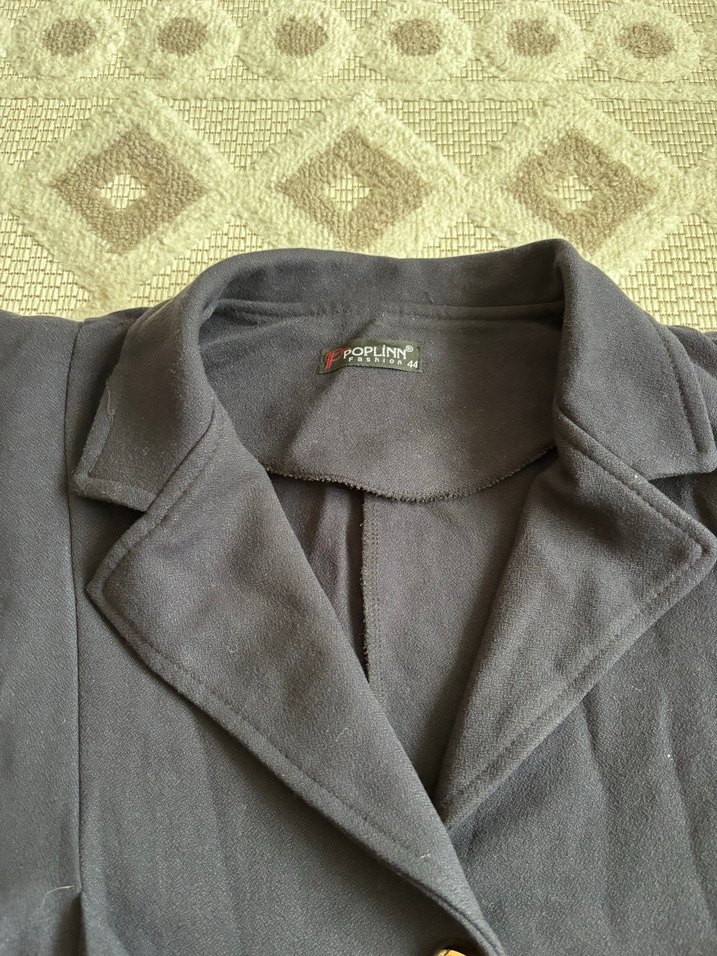 Düğmeli Siyah Kaşe Blazer Ceket - Görsel 3