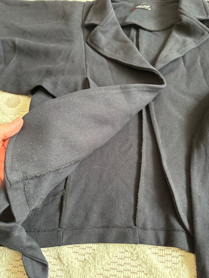 Düğmeli Siyah Kaşe Blazer Ceket - Görsel 5