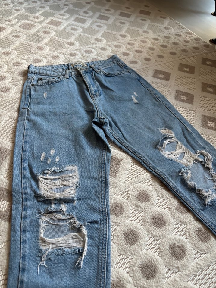 Gevşek Kesim Kadın Midi Denim Pantolon - Görsel 2
