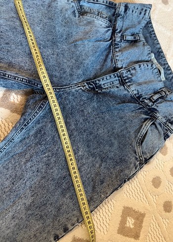 Mavi Batik Desenli Düğmeli Kadın Jean - Görsel 8